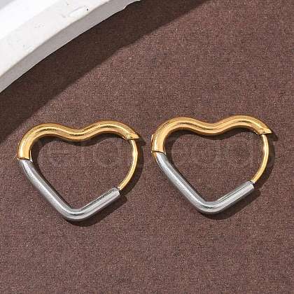 304 Stainless Steel Two Tone Hoop Earrings EJEW-P313-01A-G-1