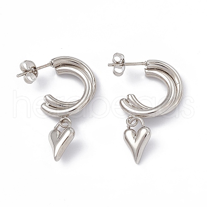 Tarnish Resistant Vacuum Plating 201 Stainless Steel Stud Earrings for Women EJEW-B016-34P-1
