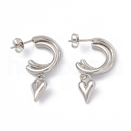 Vacuum Plating 201 Stainless Steel Stud Earrings for Women EJEW-B016-34P-1