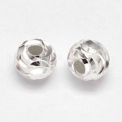 Fancy Cut 925 Sterling Silver Round Beads STER-F012-08A-1