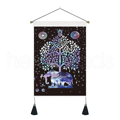 Colorful Elephant Polyester Wall Hanging Tapestry TREE-PW0001-96B-1