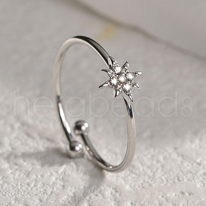 Star 304 Stainless Steel with Crystal Rhinestone Cuff Rings for Women FS-WGC8D6E-01-1