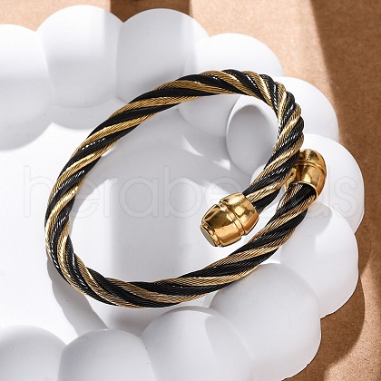 304 Stainless Steel Torque Bangles for Women BJEW-P310-25MC-1