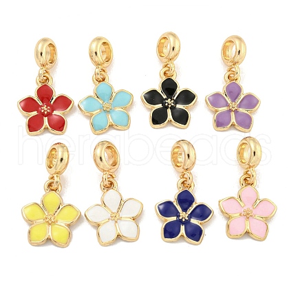 Rack Plating Alloy Enamel Flower European Dangle Charms FIND-B034-55G-1