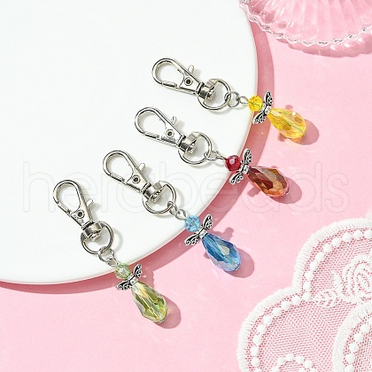 Angel Glass & Alloy Pendant Decoration HJEW-YW00026-02-1