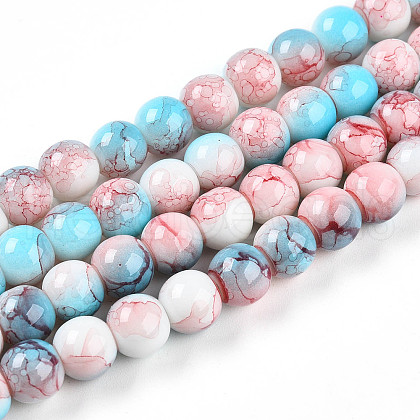 Baking Painted Glass Beads Strands DGLA-N003-8mm-C03-1