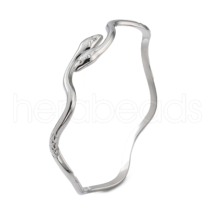 304 Stainless Steel Cuff Bangles for Women BJEW-Z078-09P-1