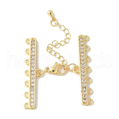 Brass Clear Cubic Zirconia Chain Extender KK-F893-10G-1