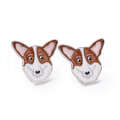 Dog Enamel Pin with Brass Butterfly Clutches JEWB-A006-02G-1