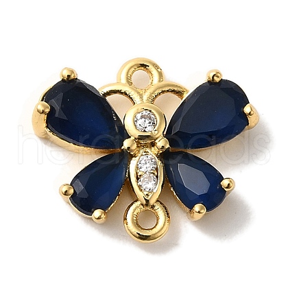 Rack Plating Brass Pave Clear Cubic Zirconia Butterfly Links Connector Charms KK-A229-10G-1