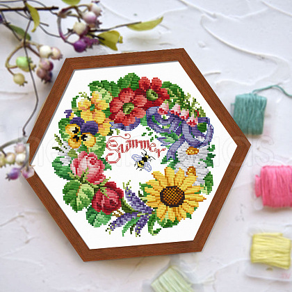 Summer Theme Flower Pattern Cross-stitch Beginner Kits PW-WG32524-01-1