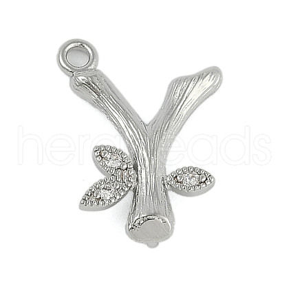 Brass Crystal Rhinestone Letter Links Connector Charms KK-S395-06P-Y-1