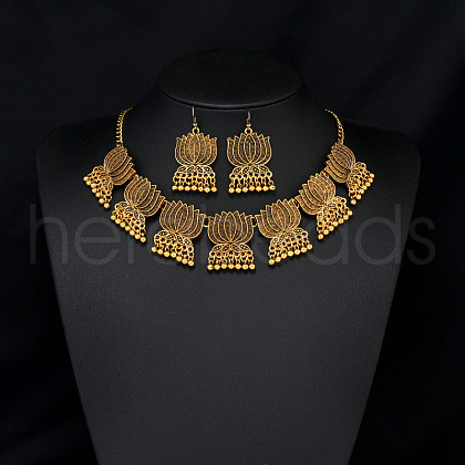 Indian Style Alloy Pendant Necklace & Dangle Earring FS-WG14192-03-1