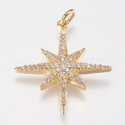 Brass Micro Pave Cubic Zirconia Pendants ZIRC-E145-52G-1