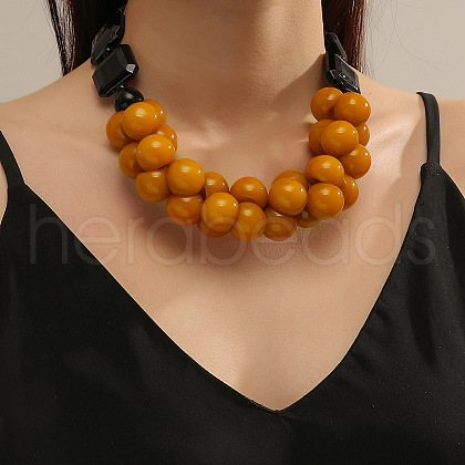 Bohemian Resin Round Beaded Chunky Necklaces for Women FS-WGA6DA1-05-1