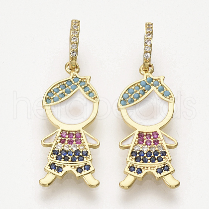 Brass Micro Pave Cubic Zirconia Pendants ZIRC-T012-35G-1