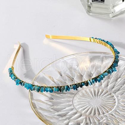 Wire Wrapped Natural Apatite Chip Hair Bands PW-WG27230-03-1
