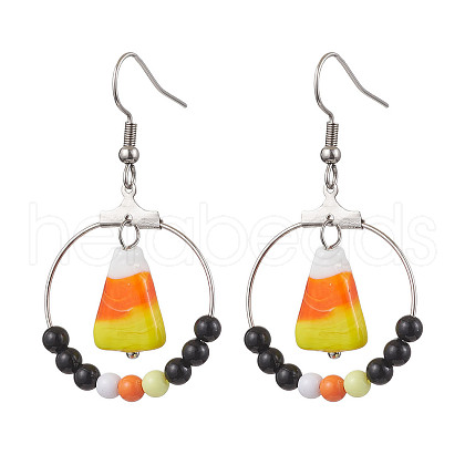 304 Stainless Steel with Plastic Dangle Earrrings EJEW-JE06085-1