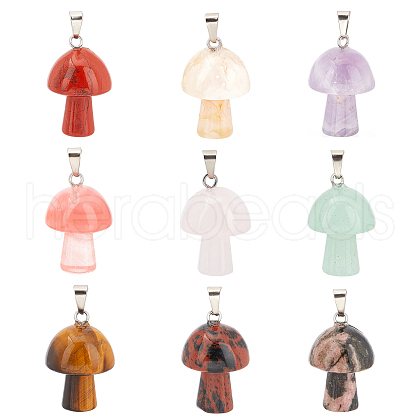 DICOSMETIC 9Pcs 9 Style Natural & Synthetic Gemstone Pendants G-DC0001-01-1