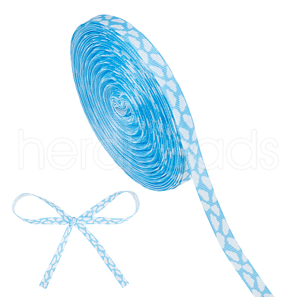 Polyester Cloud Printed Grosgrain Ribbons OCOR-WH0070-130-1