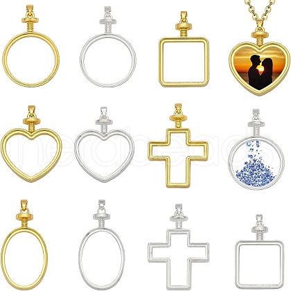 CHGCRAFT 10Pcs 10 Style Zinc Alloy Pendant Cabochon Settings FIND-CA0005-85-1