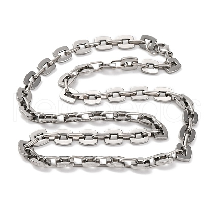 201 Stainless Steel Rectangle Link Chain Necklace NJEW-F222-24P-1