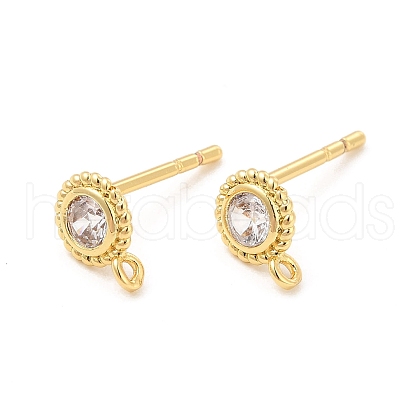 Brass Micro Pave Cubic Zirconia Stud Earring Findings ZIRC-P105-01G-1