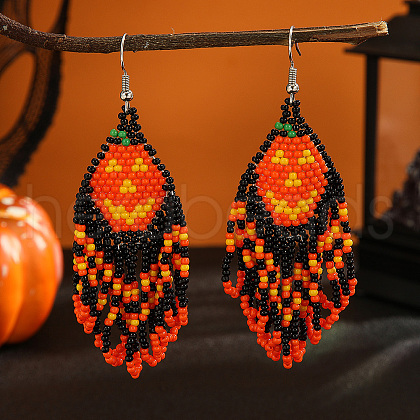 Pumpkin Lantern Glass Bead Earrings for Women ZM3787-1