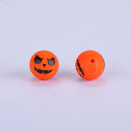 Printed Round with Ghost Pattern Silicone Focal Beads SI-JX0056A-127-1