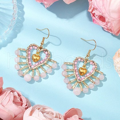 Glass Seed Beads Dangle Earrings EJEW-MZ00330-01-1