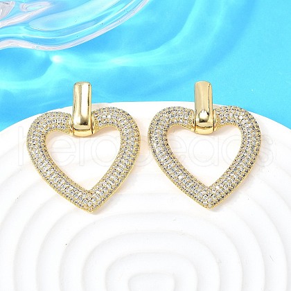 Brass Micro Pave Clear Cubic Zirconia Stud Earrings EJEW-C147-01B-G-1
