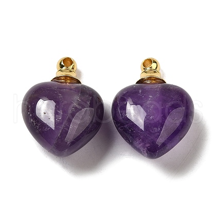 Natural Amethyst Perfume Bottle Pendants G-Z039-03G-03-1