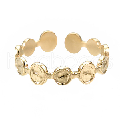 304 Stainless Steel Flat Round Open Cuff Ring X-RJEW-T023-65G-1