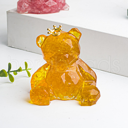 Natural Citrine Crown Bear Display Decorations WG56055-03-1