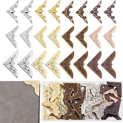   96Pcs 12 Styles Alloy & Iron Corner Guards for Notebook OFST-PH0001-04-1