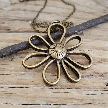 Flower Alloy Pendant Necklaces FS-WGFB110-01-1