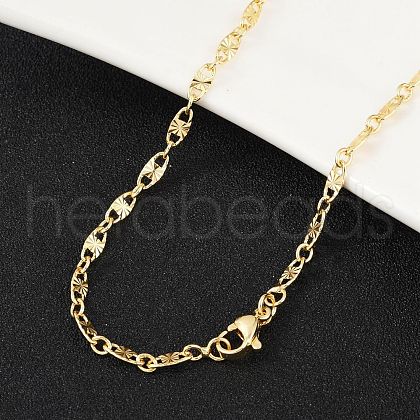 Brass Oval Link Chains Necklace for Women X-NJEW-P265-25G-1