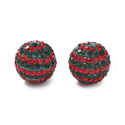 Christmas Theme Stripe Pattern Polymer Clay Rhinestone Beads CLAY-NH0001-01A-1