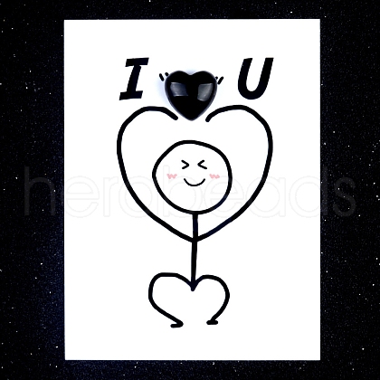 Natural Obsidian Heart Display Decorations PW-WG5A099-10-1