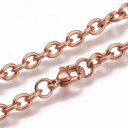 304 Stainless Steel Cable Chain Necklaces NJEW-H203-01RG-1