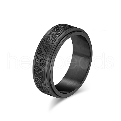 Eye Pattern Stainless Steel Rotating Finger Ring PW-WG69410-18-1
