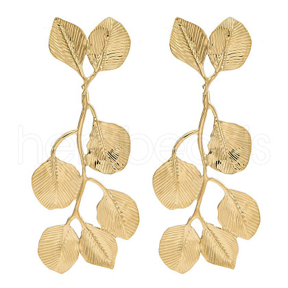 304 Stainless Steel Leaf Theme Stud Earrings For Women EJEW-B110-03G-08-1