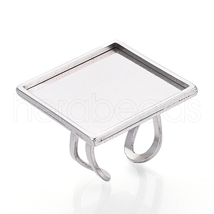 304 Stainless Steel Open Cuff Ring Components STAS-S080-041I-P-1