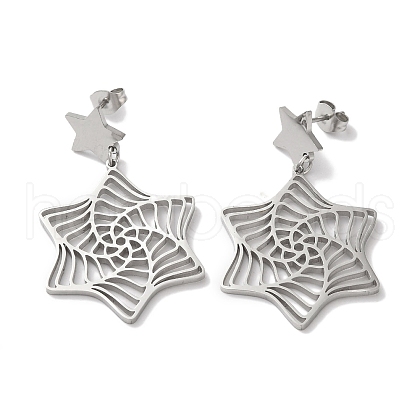 Non-Tarnish 304 Stainless Steel Dangle Stud Earrings for Women EJEW-Z303-13P-1