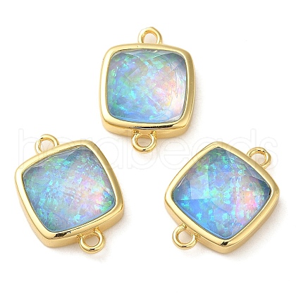 Synthetic Opal Connector Charms KK-S370-04G-03-1