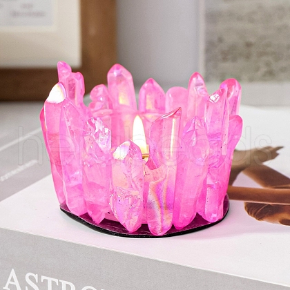 Electroplated Natural Quartz Crystal Candle Holder PW-WG59F09-03-1