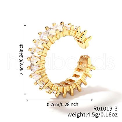 Brass Glass Cuff Rings ZQ1341-3-1