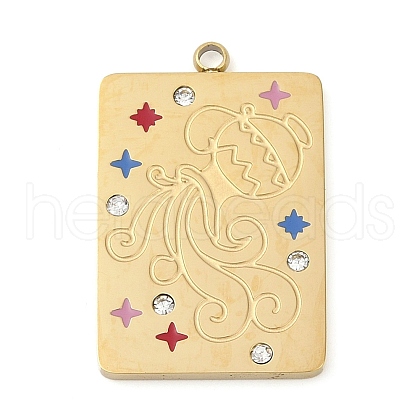 304 Stainless Steel Rhinestones Pendants STAS-D306-01G-K-1