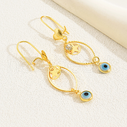 Vintage Devil Evil Eye Geometric Hollow Dangle Earrings QS2686-1