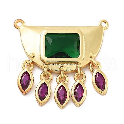 Rack Plating Brass Micro Pave Cubic Zirconia & Glass Pendants  KK-Z071-66G-02-1